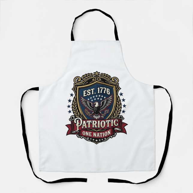 Patriotic Battle Shield 1776 Military Inspired Sym Apron (Front)
