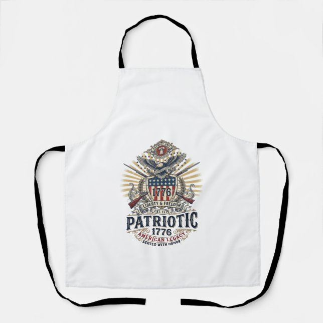 Patriotic Battle Shield 1776 Military Inspired Sym Apron (Front)