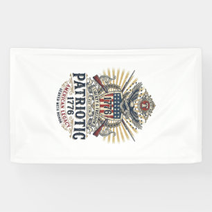 Patriotic Battle Shield 1776 Military Inspired Sym Banner