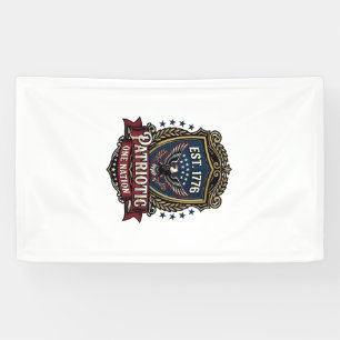 Patriotic Battle Shield 1776 Military Inspired Sym Banner