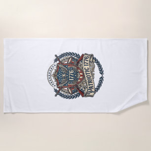 Patriotic Battle Shield 1776 Military Inspired Sym Beach Towel