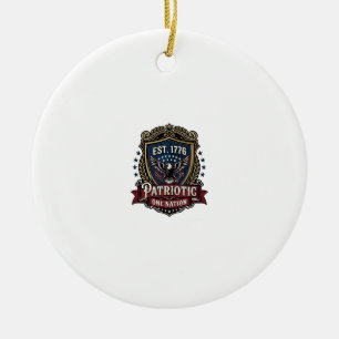 Patriotic Battle Shield 1776 Military Inspired Sym Ceramic Tree Decoration