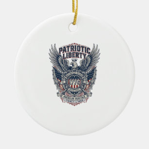 Patriotic Battle Shield 1776 Military Inspired Sym Ceramic Tree Decoration