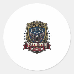 Patriotic Battle Shield 1776 Military Inspired Sym Classic Round Sticker