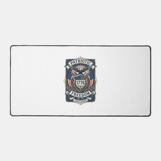 Patriotic Battle Shield 1776 Military Inspired Sym Desk Mat (Front)