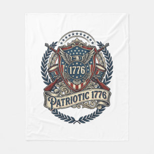 Patriotic Battle Shield 1776 Military Inspired Sym Fleece Blanket