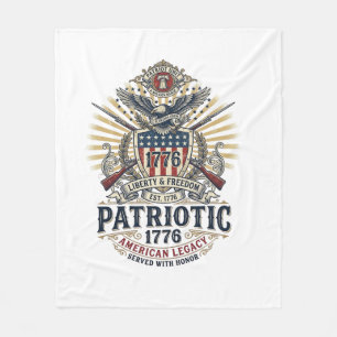 Patriotic Battle Shield 1776 Military Inspired Sym Fleece Blanket