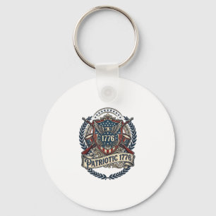 Patriotic Battle Shield 1776 Military Inspired Sym Key Ring