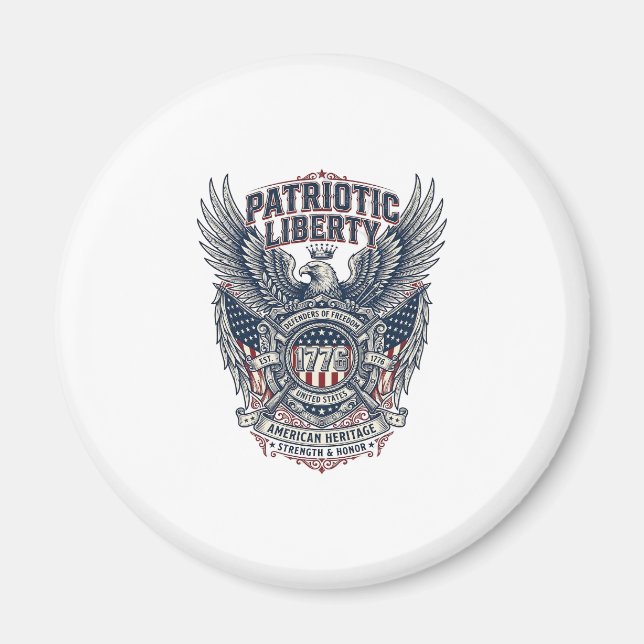 Patriotic Battle Shield 1776 Military Inspired Sym Magnet (Front)