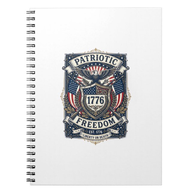 Patriotic Battle Shield 1776 Military Inspired Sym Notebook (Front)