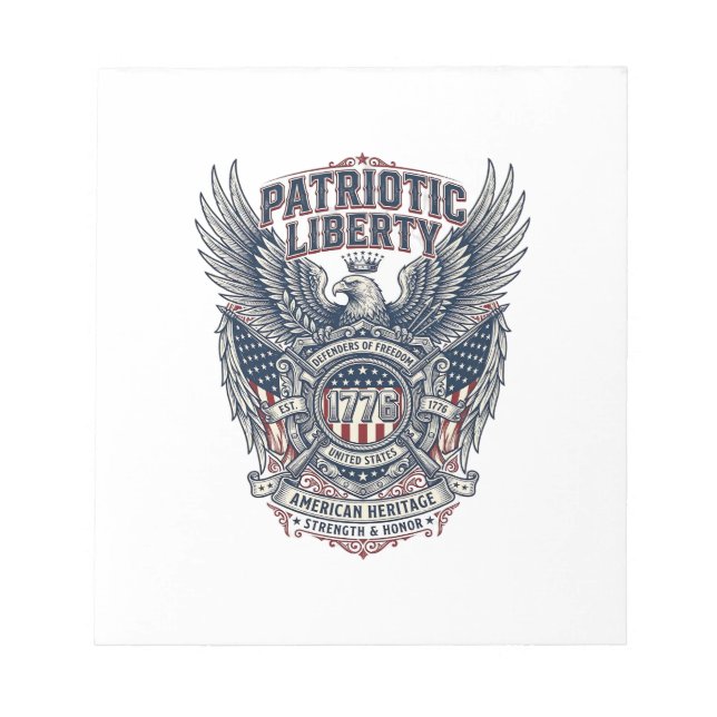 Patriotic Battle Shield 1776 Military Inspired Sym Notepad (Front)