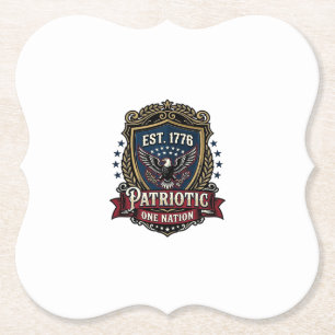 Patriotic Battle Shield 1776 Military Inspired Sym Paper Coaster
