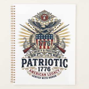 Patriotic Battle Shield 1776 Military Inspired Sym Planner