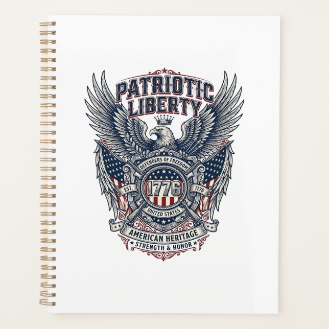Patriotic Battle Shield 1776 Military Inspired Sym Planner (Front)