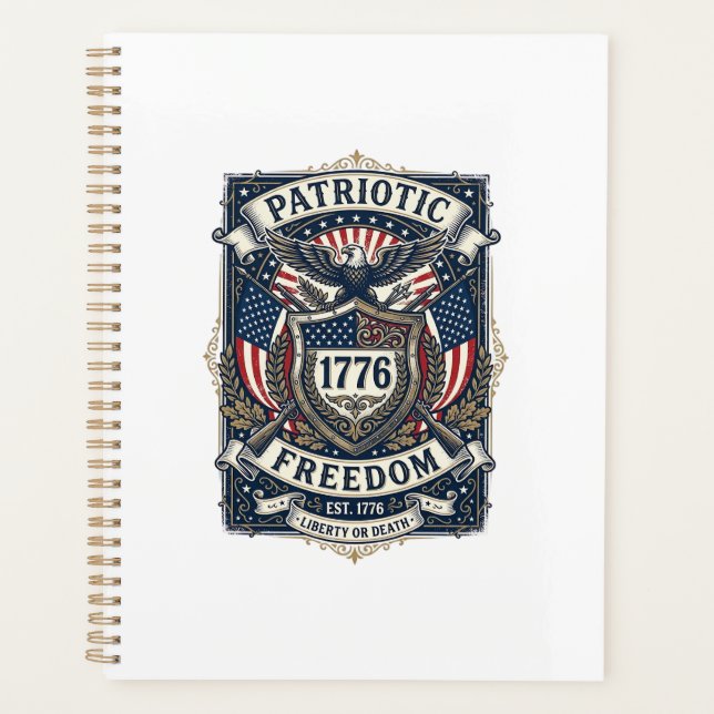 Patriotic Battle Shield 1776 Military Inspired Sym Planner (Front)