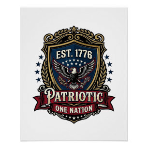 Patriotic Battle Shield 1776 Military Inspired Sym Poster