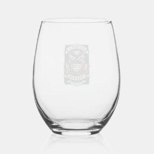 Patriotic Battle Shield 1776 Military Inspired Sym Stemless Wine Glass