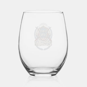 Patriotic Battle Shield 1776 Military Inspired Sym Stemless Wine Glass