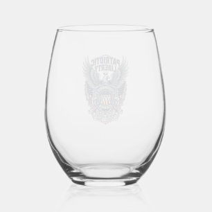 Patriotic Battle Shield 1776 Military Inspired Sym Stemless Wine Glass