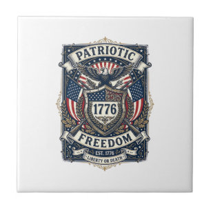 Patriotic Battle Shield 1776 Military Inspired Sym Tile
