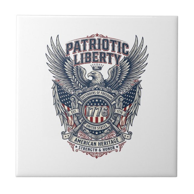 Patriotic Battle Shield 1776 Military Inspired Sym Tile (Front)