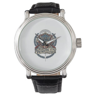 Patriotic Battle Shield 1776 Military Inspired Sym Watch