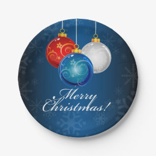 Patriotic Bauble Christmas Paper Plate