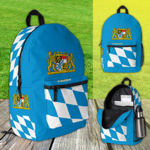 Patriotic Bavaria backpack, Germany, Bavarian flag Printed Backpack