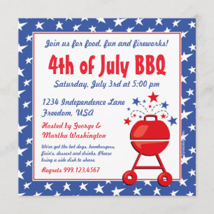 Patriotic BBQ Custom Invitation