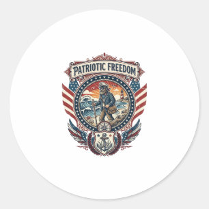 Patriotic Beachcomber Vector Graphic Tee_1 Classic Round Sticker