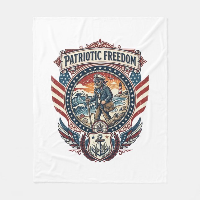 Patriotic Beachcomber Vector Graphic Tee_1 Fleece Blanket (Front)
