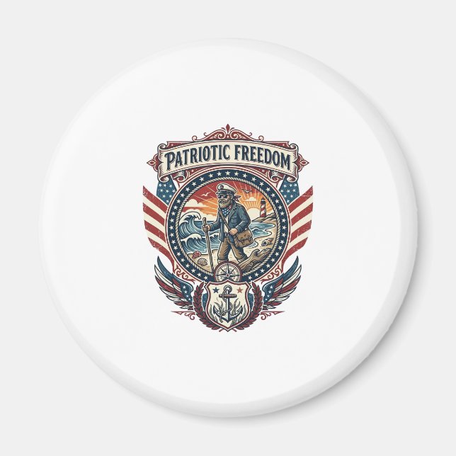 Patriotic Beachcomber Vector Graphic Tee_1 Magnet (Front)