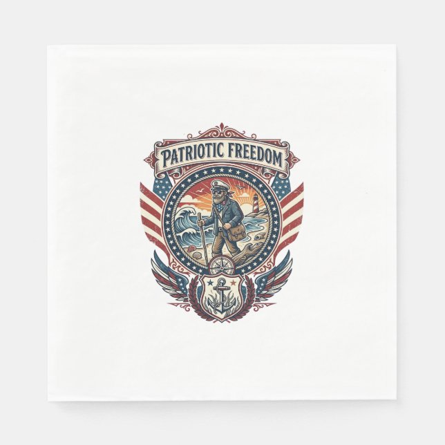 Patriotic Beachcomber Vector Graphic Tee_1 Napkin (Front)