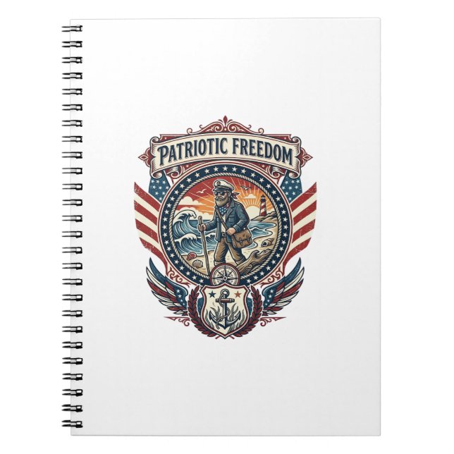 Patriotic Beachcomber Vector Graphic Tee_1 Notebook (Front)
