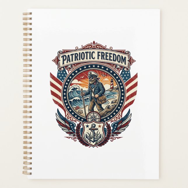 Patriotic Beachcomber Vector Graphic Tee_1 Planner (Front)