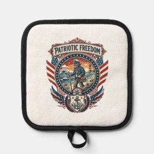 Patriotic Beachcomber Vector Graphic Tee_1 Pot Holder