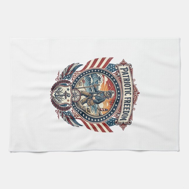 Patriotic Beachcomber Vector Graphic Tee_1 Tea Towel (Horizontal)