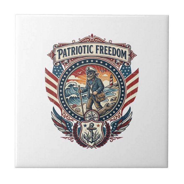 Patriotic Beachcomber Vector Graphic Tee_1 Tile (Front)