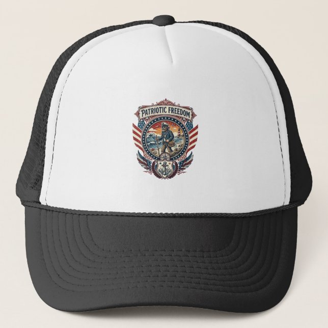 Patriotic Beachcomber Vector Graphic Tee_1 Trucker Hat (Front)