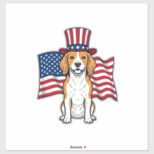 Patriotic Beagle Dog Flag Vintage Engraving Design