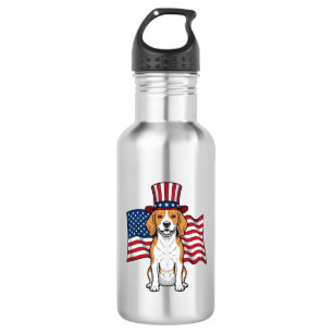 Patriotic Beagle Dog Flag Vintage Engraving Design 532 Ml Water Bottle