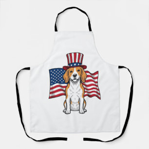 Patriotic Beagle Dog Flag Vintage Engraving Design Apron