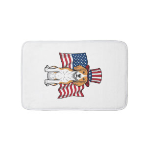 Patriotic Beagle Dog Flag Vintage Engraving Design Bath Mat