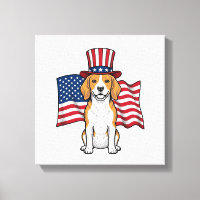 Patriotic Beagle Dog Flag Vintage Engraving Design