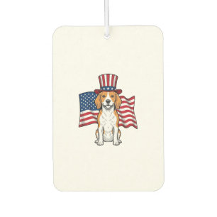 Patriotic Beagle Dog Flag Vintage Engraving Design Car Air Freshener