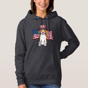 Patriotic Beagle Dog Flag Vintage Engraving Design Hoodie