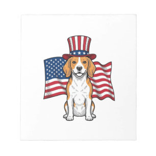 Patriotic Beagle Dog Flag Vintage Engraving Design Notepad