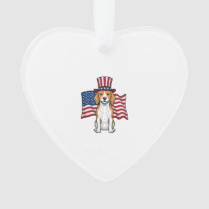 Patriotic Beagle Dog Flag Vintage Engraving Design Ornament