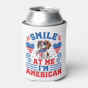 Patriotic Beagle Dog for 4th Of July Can Cooler