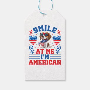 Patriotic Beagle Dog for 4th Of July Gift Tags